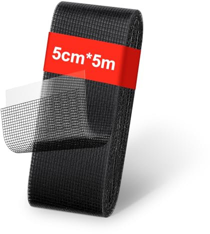 Flintronic Ripara Zanzariera, 50mm*5M Patch Riparazione Dello Schermo, Fibra Di Vetro, Forte Adesivo Patch, Nastro Adesivo Ripara Zanzariere, per Zanzariereper Finestre/Porte/Zanzariere- Nero