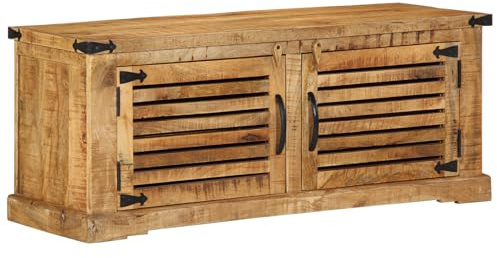 vidaXL Schuhschrank mit Regal Braun 110 x 38 x 45 cm Massivholz Mango, Wohnzimmer Aufbewahrung, Rechteckiger Schuhschrank, Mango Holz Schuh-Organizer, Platzsparendes Möbel, Braun