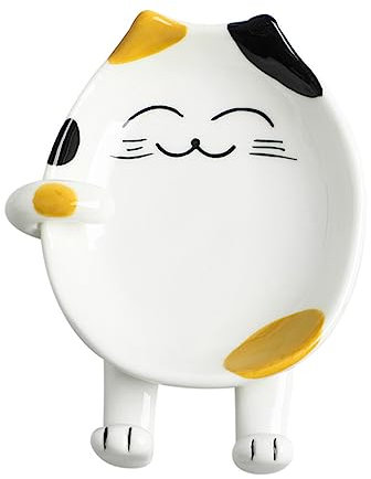 HAKIDZEL Cartoon Ceramic Pot Lid Holder Utensil Rack Creative Cat Design Spoon Rest Kitchen Storage Organizer for Chopsticks and Spoons Safe Kitchenware