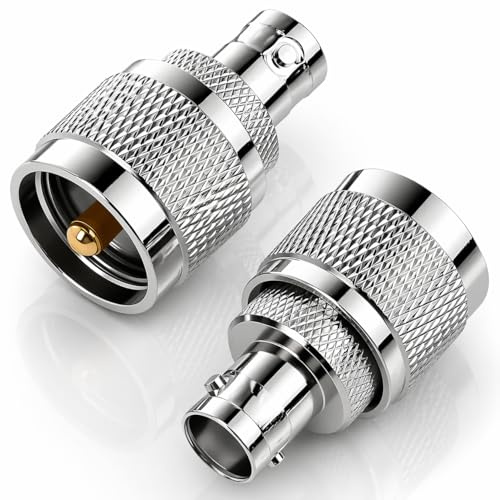 2PCS BNC Female to PL259 UHF Male Adapter PL259 UHF to BNC Adapter, RF Coaxial Converter for Ham Radio, CB Radio, SWR Meters, SO239 Devices, Walkie Talkies, Wireless LAN, CCTV, Antenna, Signal Testing