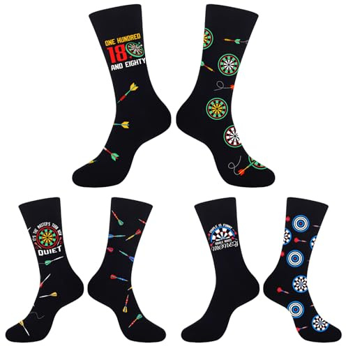 VDSOW Lustige Geschenke für Männer Dart Jäger 3 Paare Socken mit Spruch, Lustig Geburtstag Weihnachten Geschenke für Männer Bruder Freund 43-46
