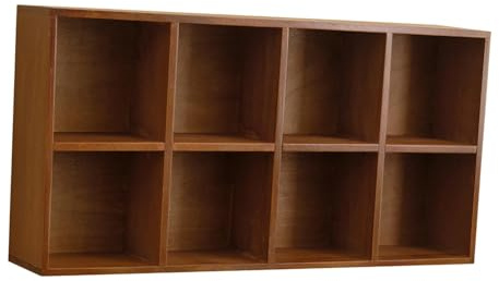 Sharplace Style Wooden Floating Display Wall Shelf - 8 Compartment Cubby Shelf for Cosmetic Storage, Coffee Mugs Cups, Knick Knacks, Rustic Brown Wall Mount Home Decoration Cabinet