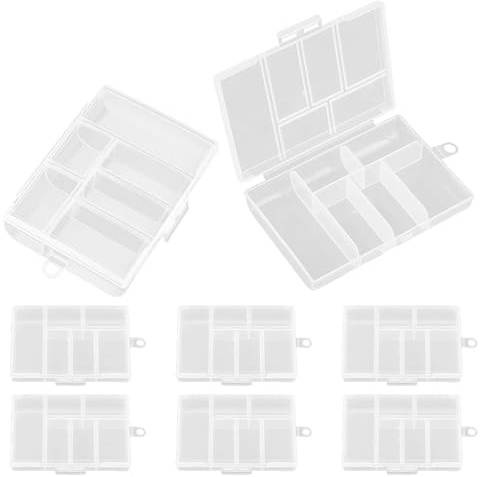 WYAN 8 Pcs Six grids Storage Box, Small Bead Organizers and Storage, Storage Organizers Box, Rectangle Bead Holder, for Items Jewerlry Findings Tiny Bead (11 * 7 * 2cm)