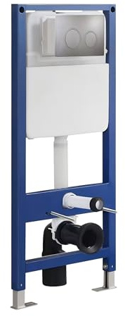 sanicomfort Vorwand WC-Element 2-Mengen-Spülung 4/6 L – Unterputz Spülkasten für Wand-WC, höhenverstellbar, für Trocken- & Nassbau, Betätigungsplatte, Wasser sparend & wartungsfreundlich dunkelgrau