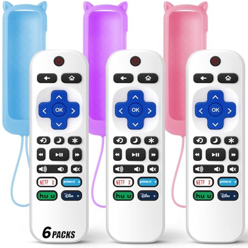 (Pack of 3) Replacement Remote Only for Roku TV with Soft Silicone Protective Cover (Glow in The Dark), Universal Remote for TCL/Onn/Hisense/Sharp/Element/Philips Roku Smart TV (Elegant White)