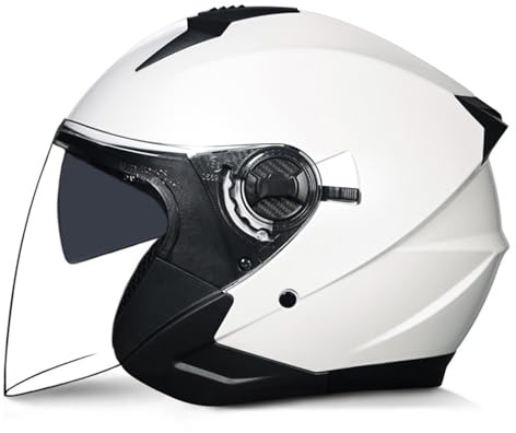Casque Moto Ouvert Casque Jet Double Lentille Casque Semi-Ouvert Casque De Moto Élégant Et Tendance avec Anti Scratch Visiere Hommes Et Femmes