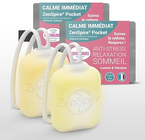 ZenSpire Pocket | Appareil Anti Stress portable | Relaxation & Meditation pour Dormir Adulte - Aide à l’Endormissement, Sommeil & Bien Etre | 2 Fonctions - Lumière Zen, Vibration (Pack de 2)