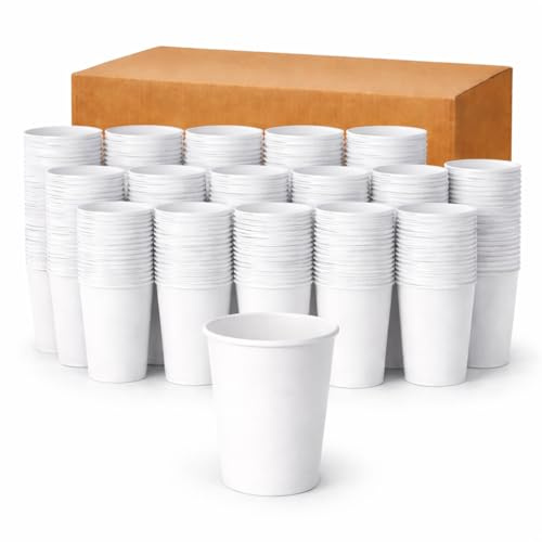 1ABOVE White Disposable Paper Cups, 100% Natural and Recyclable Hot and Cold Drink Cups, Perfect for Homes and Office (Pack of 1000-6OZ)