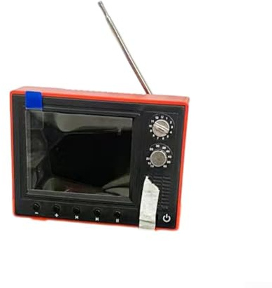 LVYXON Retro-Cartoon-TV-Player mit 8 GB Speicher und USB-wiederaufladbarem Design für Puppenhaus-Dekoration, Sammlerstück oder Schreibtischunterhaltung in Rot, Gelb oder Grün (Rot)