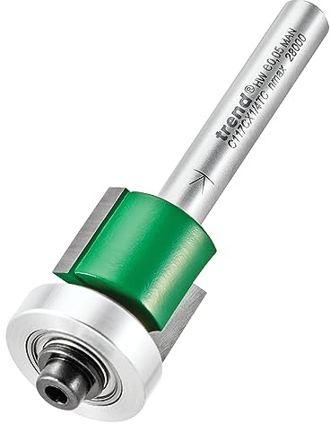Trend CraftPro Self Guided Trimmer Router Cutter Bit, 1/4 Inch Shank, 15.9mm Cut Diameter & 15.9mm Cut Length, Tungsten Carbide Tipped, C117X1/4TC