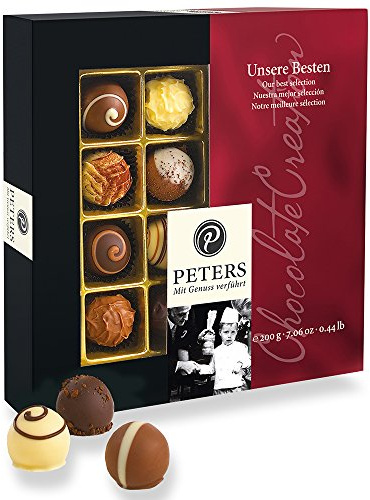 Peters Mit Genuss verführt | Unsere Besten | Pralinen-Mischung | Mit Alkohol | Pralinés | Geschenkidee | Schokolade | Geschenk | Pralinenschachtel | Made in Germany | 200g