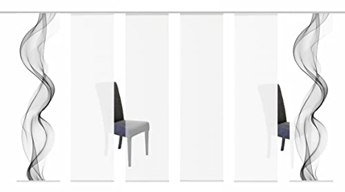 HOME WOHNIDEEN 80265 Schiebegardine Alberta, Digitaldruck Seidenoptik, 245x60 cm, Set, Farbe:GRAU, Größe:245 x 60 cm, Anzahl:6er Set (2X Bedruckt. 2X Bedruckt. 2X Uni)