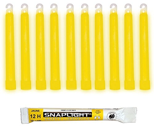 Cyalume SnapLight Knicklichter in Gelb (10-er Pack) - 15 cm Glow Sticks mit Haken am Ende - ultra helle Light Sticks mit einer Leuchtdauer von 12 Stunden