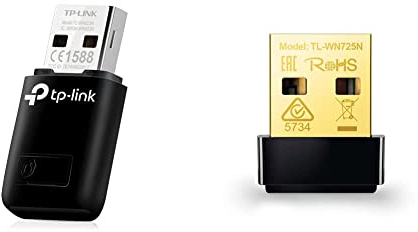 TP-Link TL-WN823N Mini Adaptador USB Inalámbrico N de 300Mbps + TL-WN725N Adaptador WiFi USB inalámbrico Nano, Compatible con Raspberry Pi, N 150 Mbps