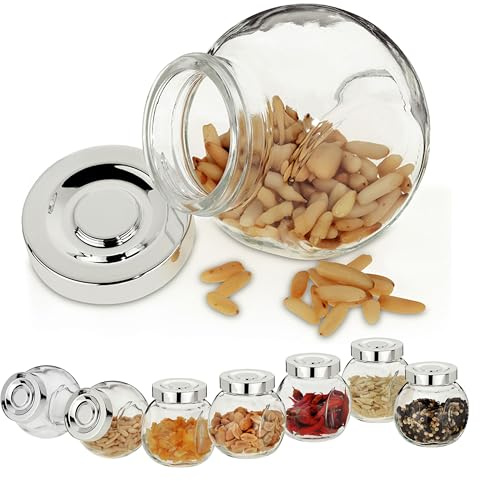 MamboCat 8-tlg. Vorratsdosenset Rosa 200 ml I Mini-Bonboniere I Gewürzglas + Schraubdeckel silber I ideale Aufbewahrung I Küchenkräuter & Gewürze I Gastro