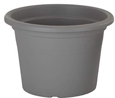 Gardenesque Eco Cylinder Recycled Plastic Grey Planter (3 Pack, 40cm Diameter)