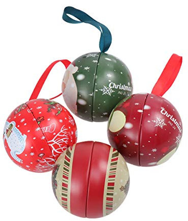 Amosfun Weihnachtskugel-Form, Geschenk-Boxen, kreativ, Metall, runde Kugeln, Bonbonniere, Kugelform, Geschenk-Verpackung, Weihnachten, Party, Feiertage, Gastgeschenke (gemischter Stil)