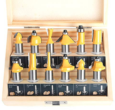 KOWOOD Router Bits Set of 12 Pieces 1/2 Inch Woodwork Tools for Beginners…