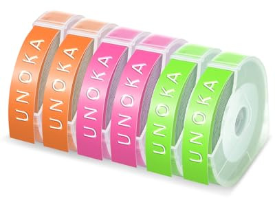 UNOKA Embossing Tapes Compatible with Dymo Omega Label Maker 3D Refills 9mm | Replace for Dymo Omega Label Makers S0717930 Junior S0717900, Pink/Green/Orange Labels for 3D Embosser Motex E-101 E-303
