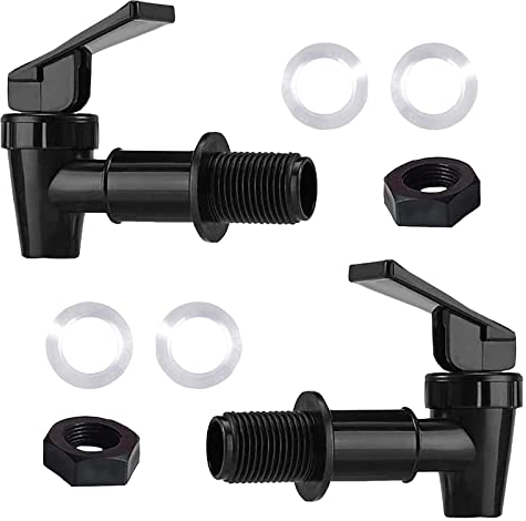 Lot de 2/4 robinets de refroidissement de rechange, distributeur d'eau en plastique, carafe de bouteille de type poussoir, bec verseur réutilisable, levier de boisson, robinet d'eau (noir)