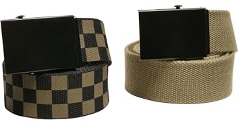 Urban Classics Unisex Check And Solid Canvas Belt 2-Pack