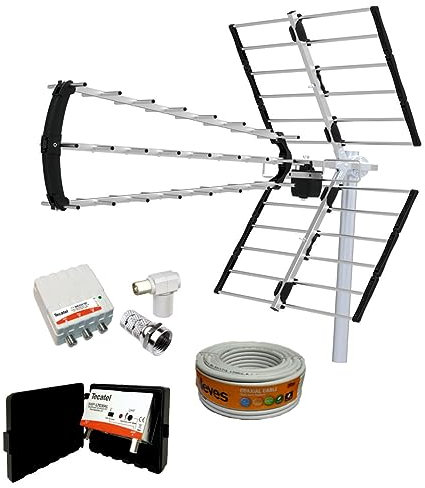 Kit Antena UHF DAXIS 15DB + Amplificador 5G 30DB + Fuente 24V Y Conectores + Rollo Cable 20M