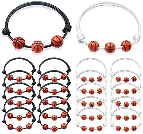 SUPRBIRD Basketball Armband 20 Stück Verstellbares Schnur Armband Basketball Sport Gewebte Armband, Basketball Party Mitgebsel Freundschaftsarmband für Feiern Sport Kindergeburtstag