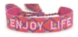 Generisch gewebtes Armband, Freundschaftsarmband, Webarmband, besticktes Armband (ENJOY LIFE pink)