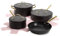 Paris Hilton Iconic Nonstick Pots and Pans Set, Multi-Layer Nonstick Coating, Matching Lids with Gold Handles, Made Without PFOA, Dishwasher Safe Cookware Set, 10-Piece, Black