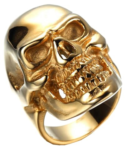 HIJONES Herren Totenkopf-Ring aus Rostfreier Stahl Punk Gothic Schmuck Für Jungen