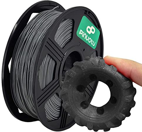Pinuotu OYI YOYI 3D-Drucker-Filament, 95A TPU-Filament 1,75 mm, flexibles Filament, 0,8 kg Spule, Maßgenauigkeit +/- 0,03 mm, weiche TPU-Filamente von hoher Elastizität (Grau)