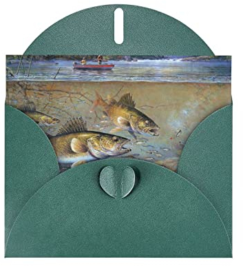 Grußkarte zum Angeln, See, Angler, hochwertiges Perlenpapier, 10,2 x 15,2 cm, für Geburtstagskarte, Hochzeitstag, Einladungskarte