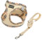 DORAMIO Hundegeschirr Kleine Hunde mit Leine, Step-in Geschirr Reflektierend Atmungsaktiv Brustgeschirr Anti Zug Sicherheitsgeschirr Katzengeschirr für Kleine Hunde, Katzen (Beige, XL)