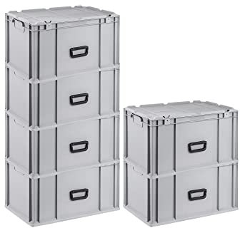 PROREGAL SuperSparSet 6x Eurobox NextGen Portable | HxBxT 33,5x40x60cm | 65 Liter | Eurobehälter, Transportbox, Transportbehälter, Stapelbehälter