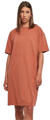 Urban Classics Damen Kleid Ladies Organic Oversized Slit Tee Dress Terracotta 5XL