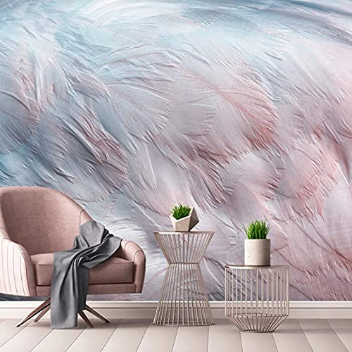Carta Da Parati Adesiva Muro,Moderno 3D Motivo Di Piume Rosa Moda Grande Carta Da Parati Autoadesiva Peeling E Stick Carta Di Contatto Staccabile Vinile Murale Adatto Per Mobili Decorativi Camera Da