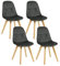 Lestarain 4er Set Esszimmerstühle mit Rückenlehne, Küchenstuhl, Polsterstuhl, Wohnzimmerstuhl, Sessel, Scandinavian Vintage, mit Samtbezug Massivholzbeinen, Dunkelgrau, LCNI115001-4