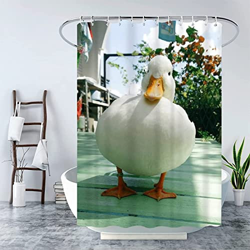INAAYO 3D Rideau de Douche Canard Rideaux de Douche Canard Imperméable Anti Moisissure Rideau Salle de Bain pour Baignoire Rideau Douche 120 x 200 cm, 8 Crochets
