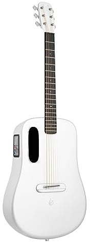 LAVA ME 4 Kohlefaser-Elektroakustikgitarre mit FreeBoost 3.0-System, Smart Gitarre mit Gitarrentasche, Datenkabel, Halsstabschlüssel, unterstützt 2,4 GHz WLAN/5G Bluetooth (38 Zoll, weiß)