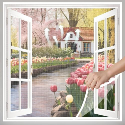 Insektenschutz Fenster Gewebe, Bausatz zur Selbstmontage, Fliegengitter in verschiedenen Größen auswählbar,80x155cm