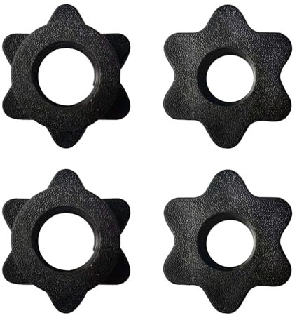 4 Pieces Dumbbell Clamps, Barbell Clamps, Hex Nut Screw Caps, 25mm Aperture Nuts, Fixed Dumbbell Accessories, Fitness Accessories (Black)