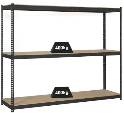 PROREGAL Schwerlastregal MID Wood YETI Three | HxBxT 150x120x75cm | Fachlast 400kg | Anthrazit | Regal Standregal Werkstattregal Lagerregal Kellerregal