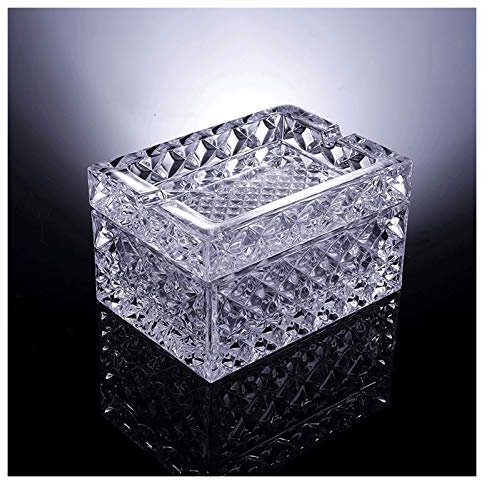 Ashtray Fashion Creative Crystal Ashtray Multi-function with Cover Dual-use Ashtray Household Living Room Coffee Table ash Tray Ashtray for Home Office(Clear)