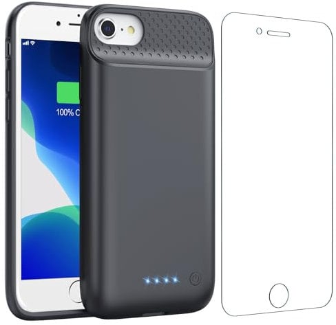 Feob Battery Case for iPhone 8/7/6s/6/SE (2022/2020),Powerful 7000mAh Strong Slim Portable Protective Charging Case, Rechargeable Extended Battery Charger Cover iPhone 8/7/6s/6/SE-4.7Inch Black