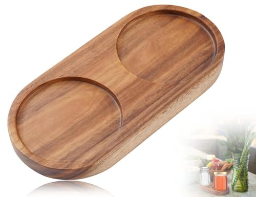Lhbwhiz Salz und Pfeffermühlentablett,untersetzer,Mühlenuntersetzer,Holztablett,Kerzentablett Untersetzer,Mühlenhalter,Gewürzflaschenhalter,Esstischschutz(Innendurchmesser 5.8 cm)