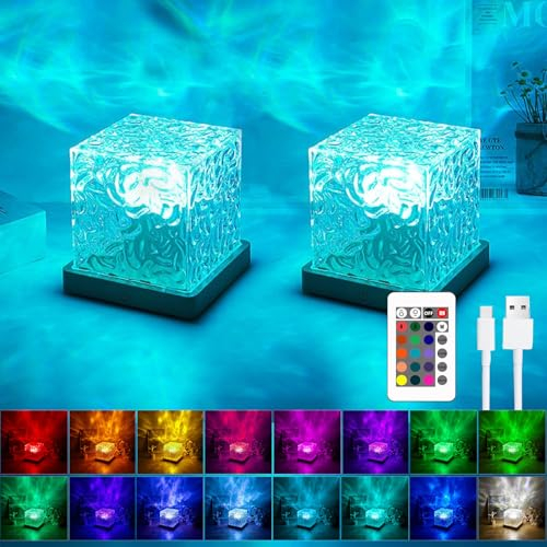Wave Lamp,16 RGB Lampe,LED Nachttischlampe,Tischlampe LED Lampe,USB Nachtlichtlampe,LED Tischlampe Kristall,Dimming Kristall Nachtlichtlampe,Wave Lamp Tischlampe,Rgb Farbwechsel Nachtlicht