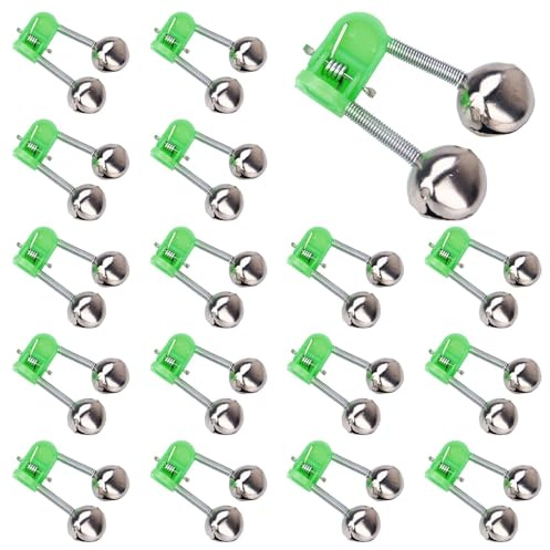 POHOVE 20pcs Fishing Rod Bells,Fishing Bells,Fish Ring Double Alarm Bells,Twin Bells Ring Bite Lure Indicator Alarm,Fishing Rod Bite Alarm Twin Bells For Fishing Enthusiasts(size:0.63inch)