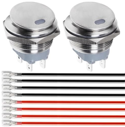 Gebildet Interruptor Basculante Redondo Impermeable de acero inoxidable 12-24 V/15 A 22 mm LED azul iluminado ON Off Interruptor de Palanca iluminado de 4 pines para vehículos Marinos RV camiones