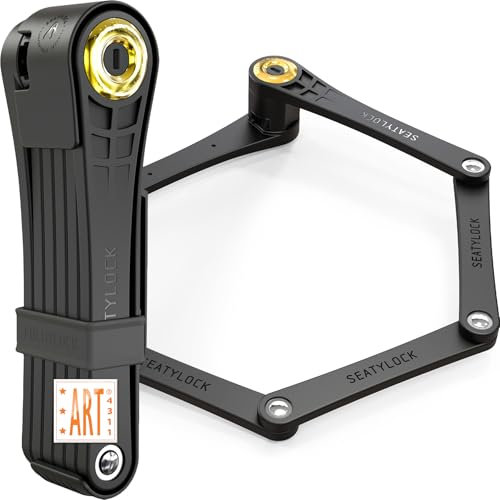 FoldyLock Elite Folding Bike Lock - Patented Sleek High Security Gold Rated Bicycle Lock - Heavy Duty Anti Theft Smart Secure Guard with Keys and Case Mount for e-Bikes & City Bikes - 43.3