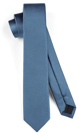 HISDERN Marineblaue Krawatte für Herren schmale Krawatten Seiden einfarbige formelle für Hochzeiten Partys und Business 6cm